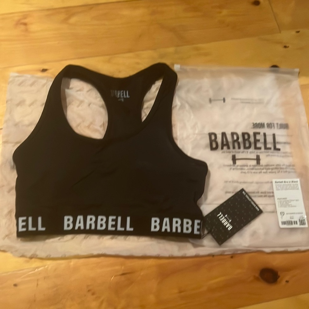 Barbell sports bra. Large, black, new with tags.